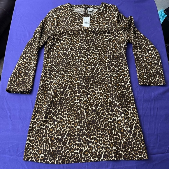 J. Crew Factory Crepe Shift Dress in Cat Print Size 10 NWT‎ - Picture 1 of 8